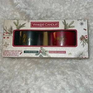 Yankee Candle 3 Wick 12oz Balsam Cedar & Sparkling Cinnamon Set NEW 2 Pi…